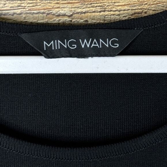 Ming Wang Tunic Top Crew Neck Crop Sleeve Solid Black Size Small - Picture 6 of 10